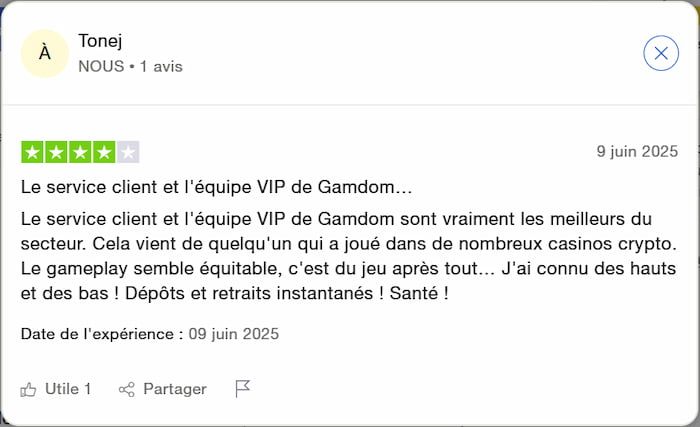 service client vip gamdom