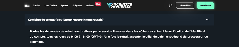 délais et traitements des retraits