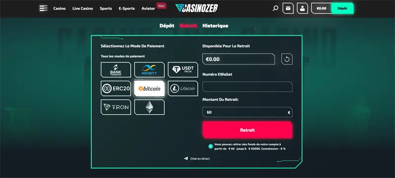 retraits des casinos crypto
