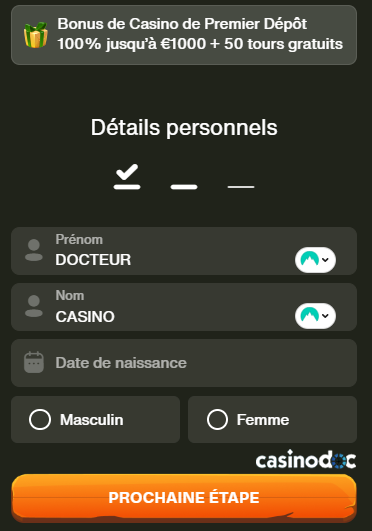 détails personnels cashwin