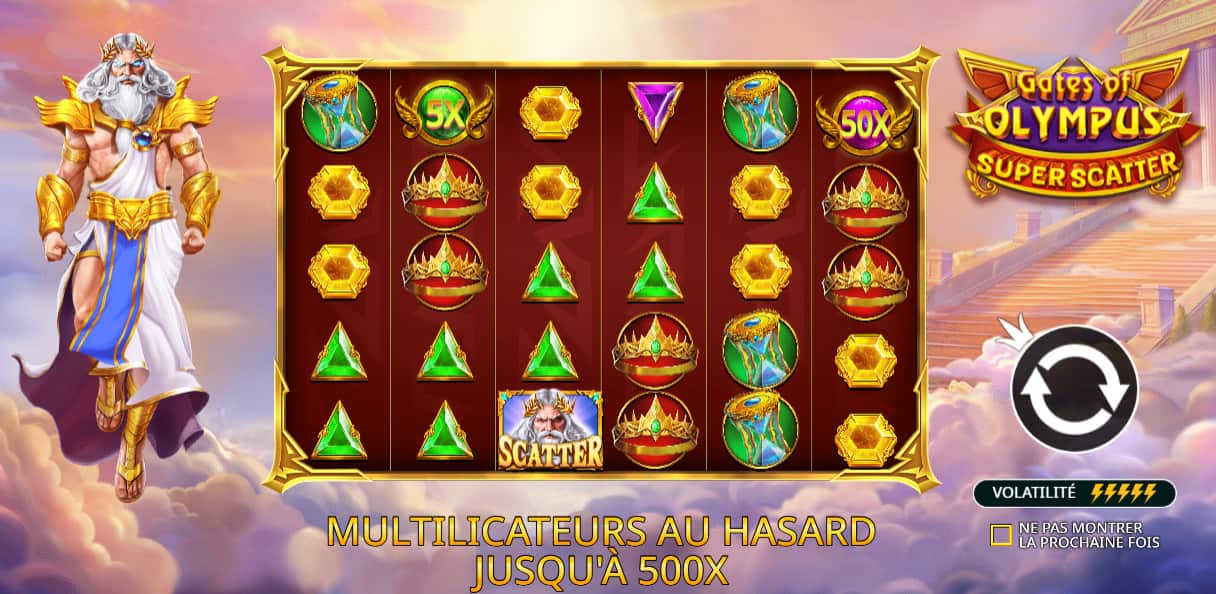 Capture d'écran de la machine à sous Gates of Olympus du casino en ligne Cazeus