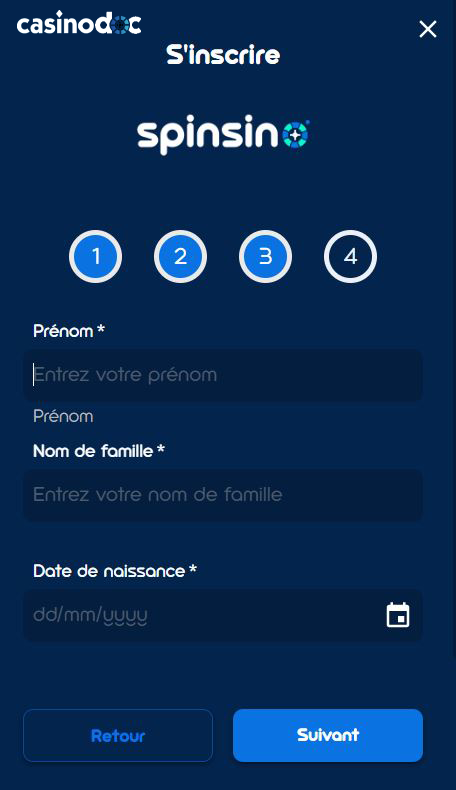 infos personnelles spinsino casino