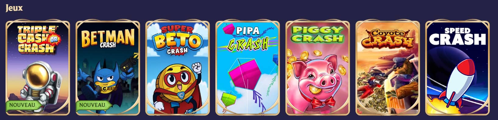 Capture d'écran des mini-jeux crash du casino en ligne Cazeus