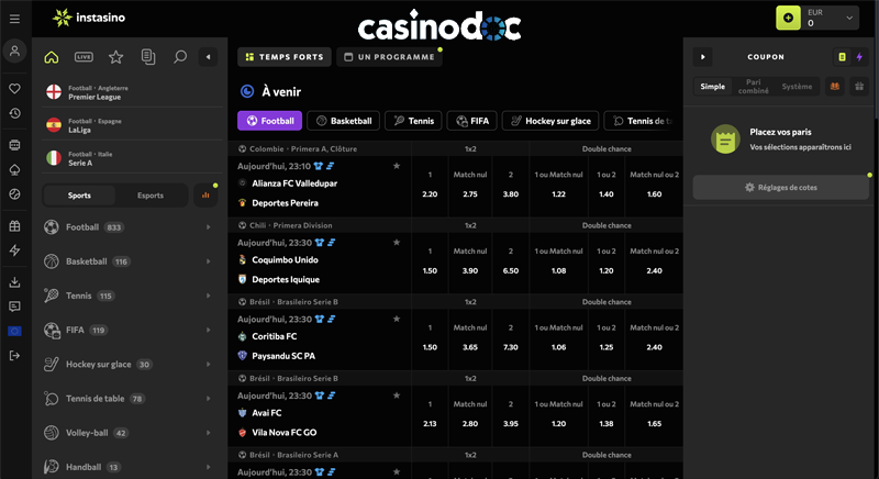 paris sportifs instasino