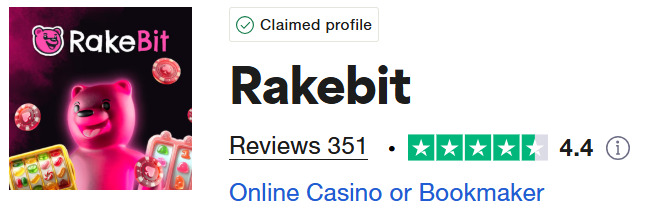 Capture d'écran du trustpilot du casino en ligne Rakebit