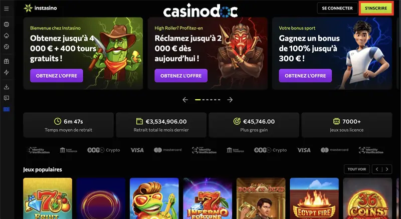 rendez vous sur le site d'Instasino instasino