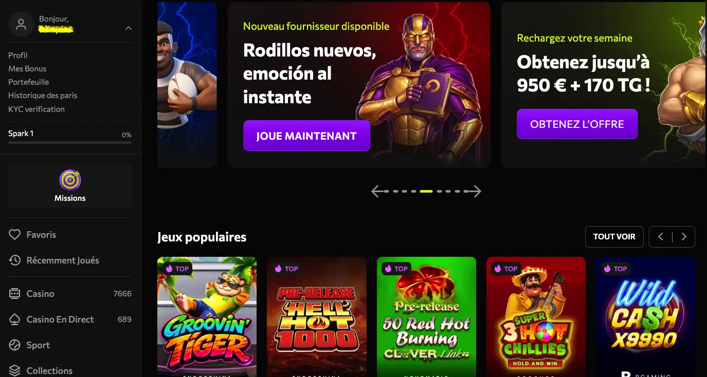 ouverture formulaire de retrait sur Instasino