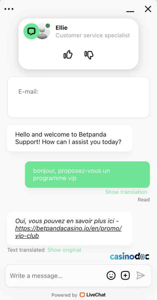 service client betpanda