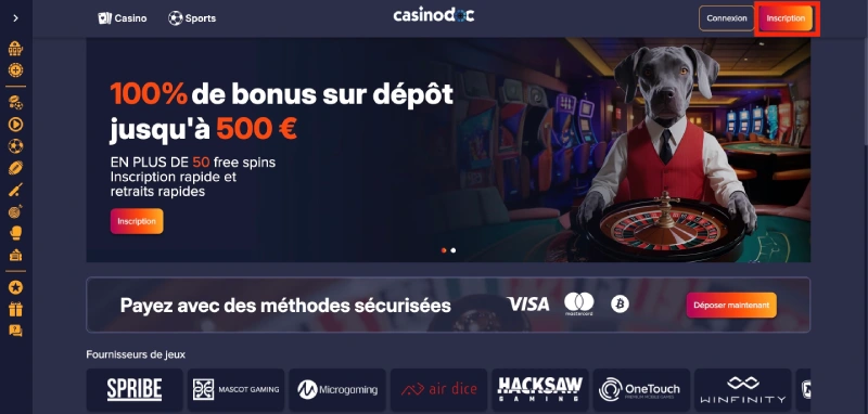 Inscription étape 2 PuppyBet