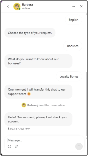 Echange avec le service client sur SpinAura
