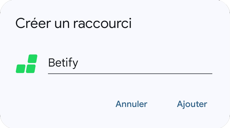 créer un raccourci betify