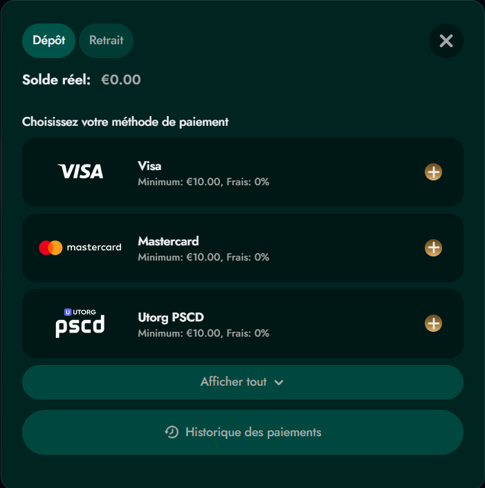 dépôt sur un casino mobile