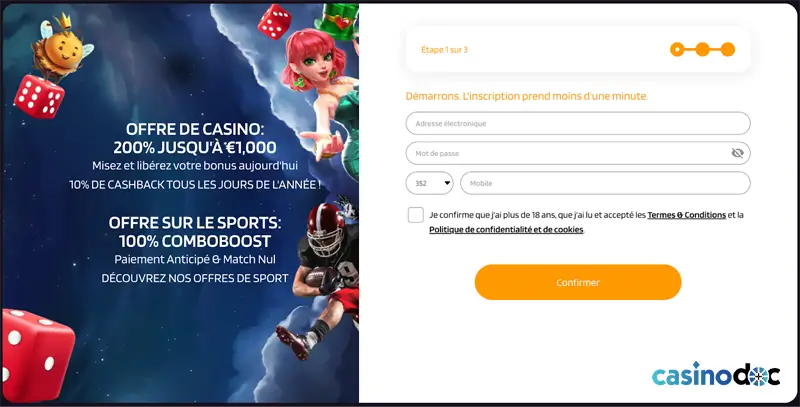 1er formulaire d’inscription red dice
