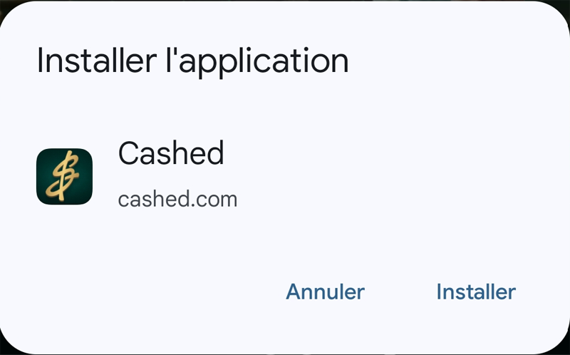 installer l'application cashed casino