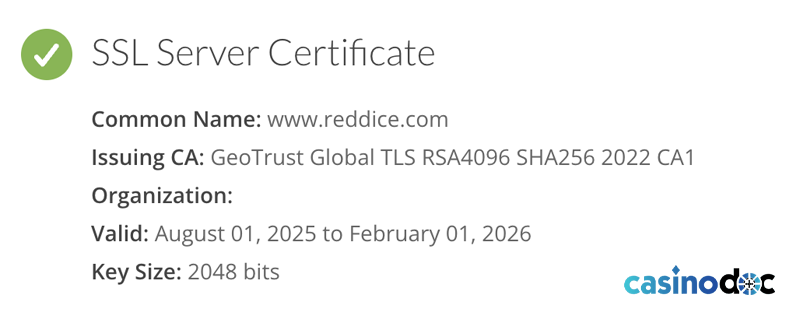 site utilise un cryptage SSL red dice