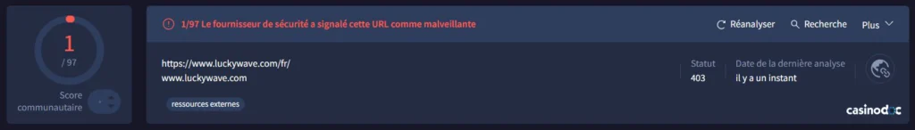 sécurisé lucky wave