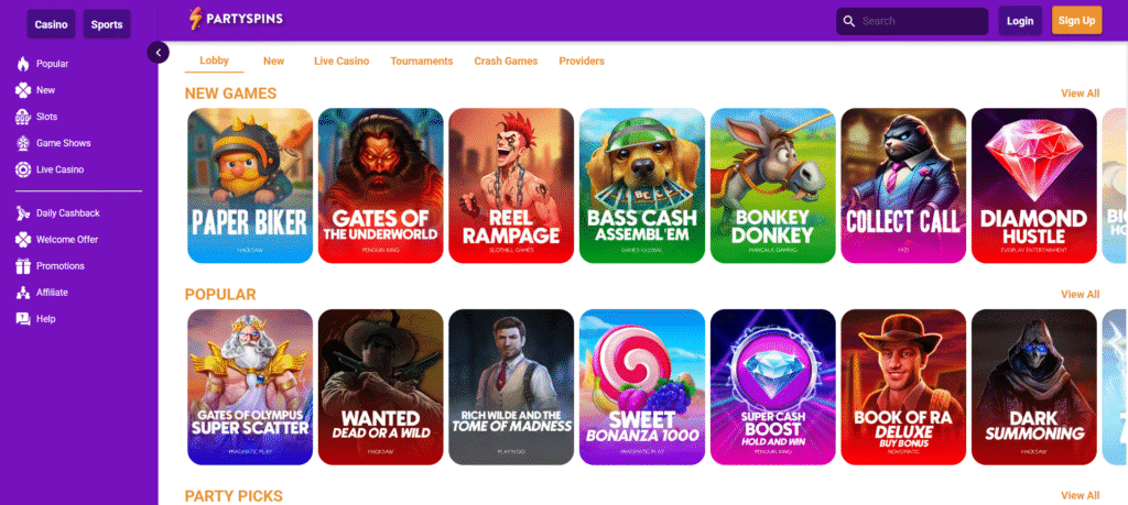 partyspins casino depot 20 €