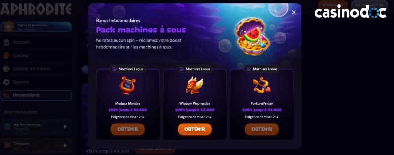 Les autres promotions Aphrodite Casino