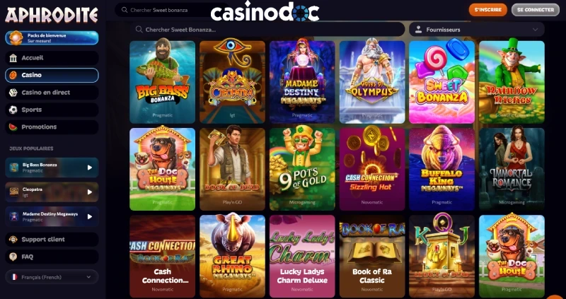 Section casino de Aphrodite Casino
