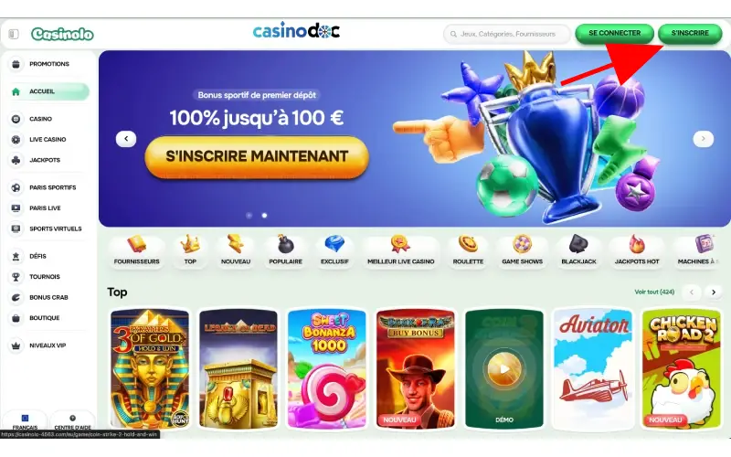 Inscription étape 1 Casinolo