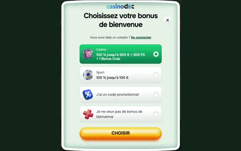 Inscription étape 2 Casinolo
