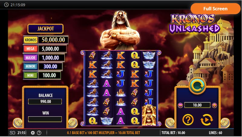 interface de la machine à sous Kronos