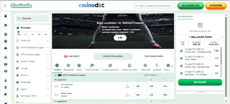 Paris sportifs sur Casinoly