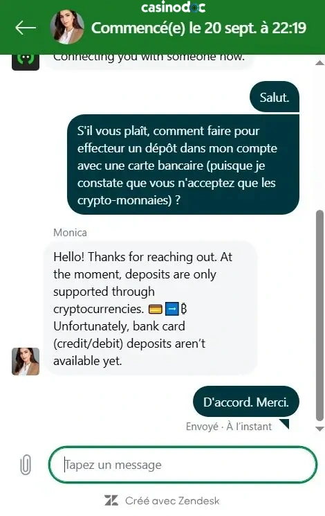 service client Cybet Casino