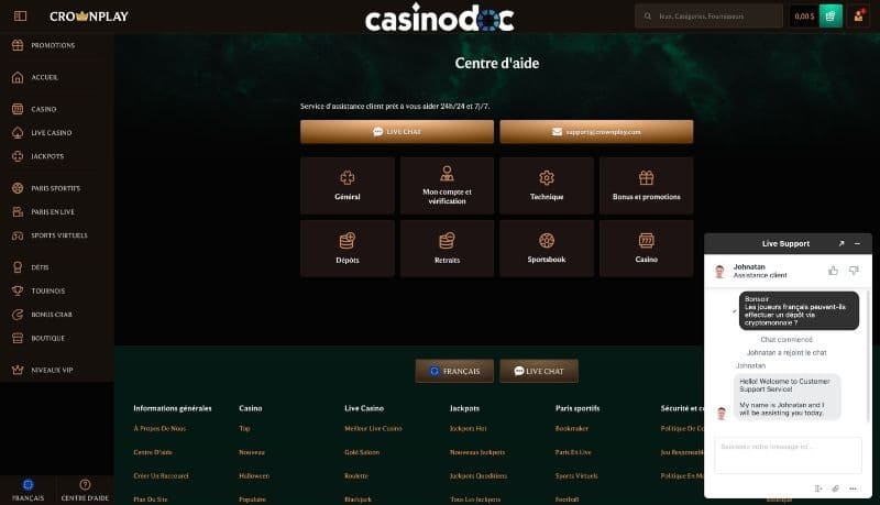 support client crownplay casino