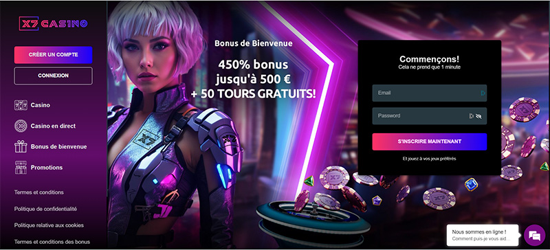 Dépôt minimum de 10 € sur X7 Casino