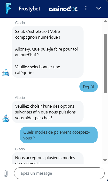 service client frostybet