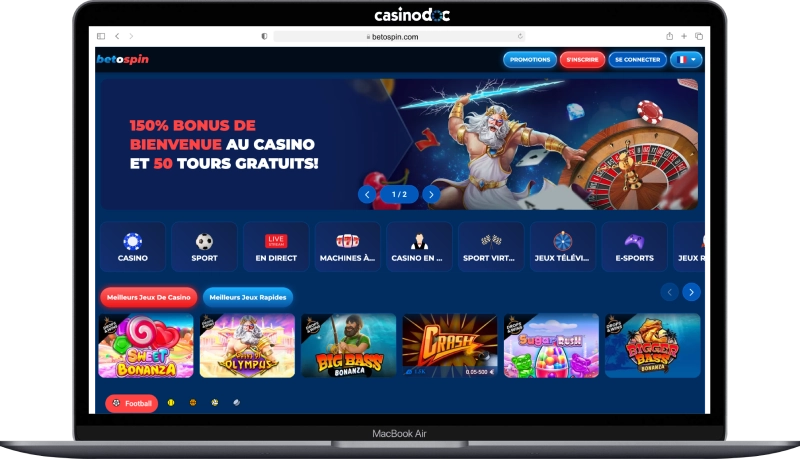 BetOspin sur ordinateur