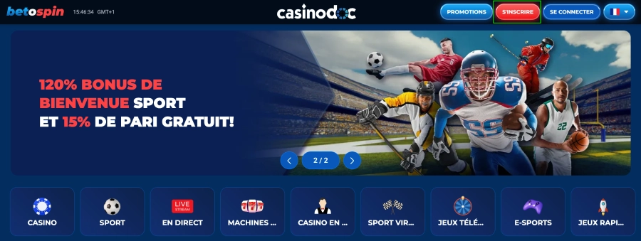 Inscription sur BetOspin étape2