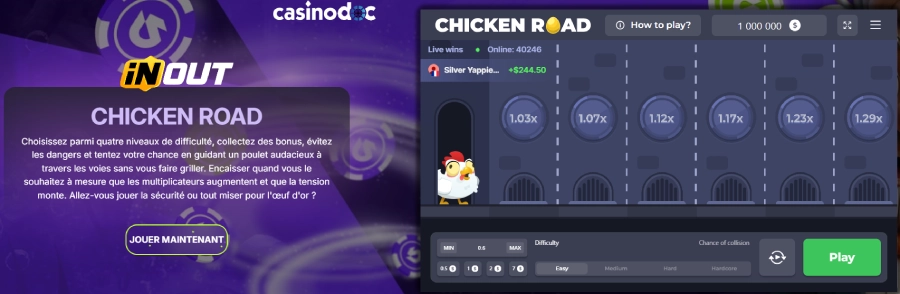 Interface Chicken Road de InOut