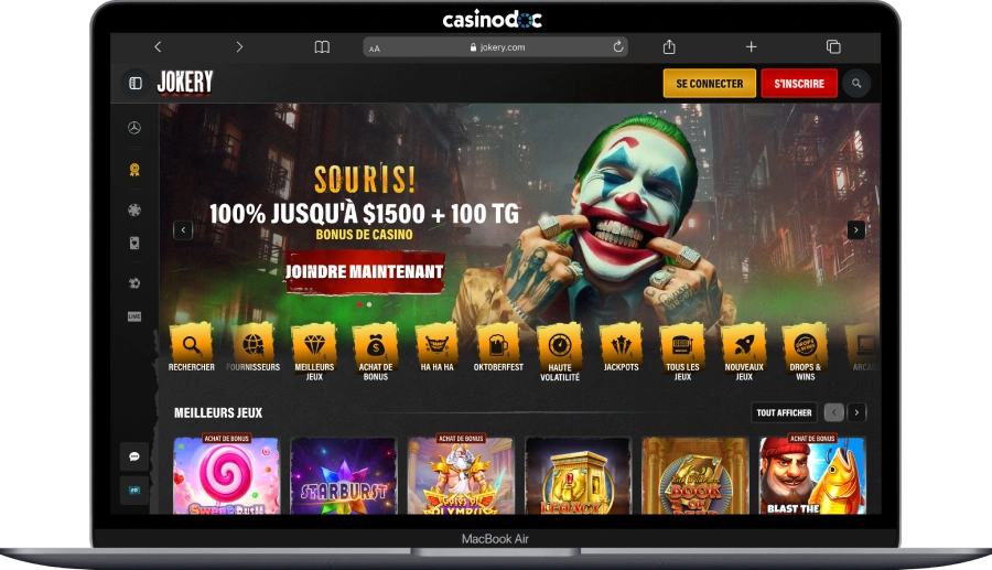 Jokery Casino sur ordinateur