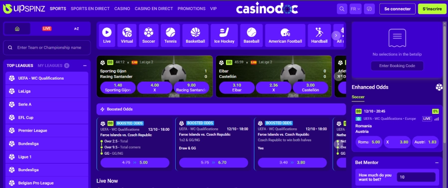 Upspinz Casino section paris sportifs
