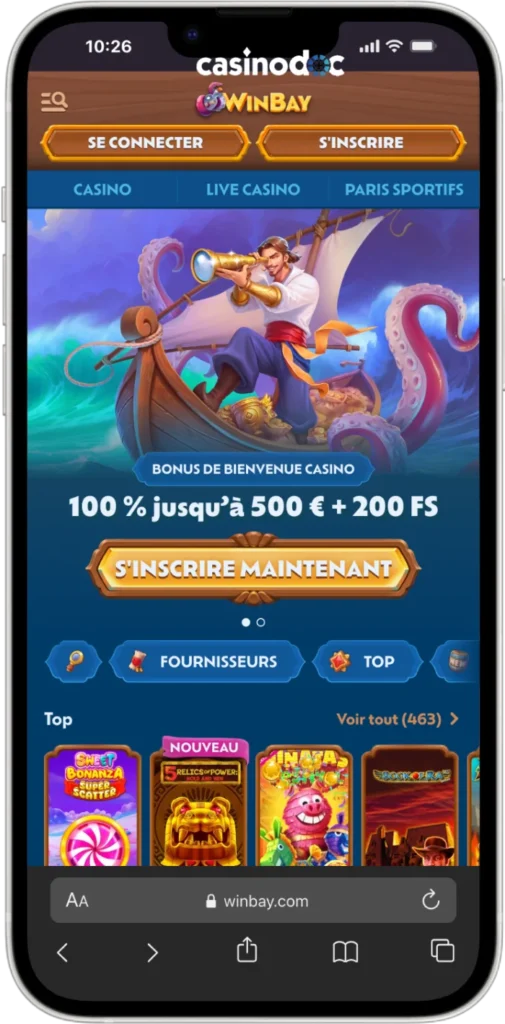 Version mobile Winbay Casino
