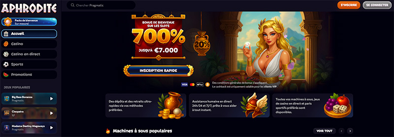 bonus sans wager aphrodite casino