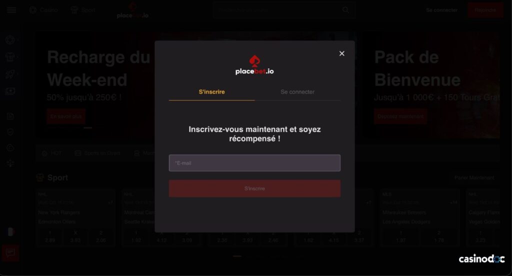 inscription placebet étape 3