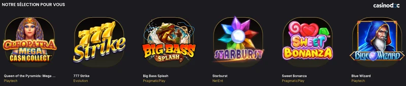 Capture d'écran des jeux de casino sur GoldenPlay