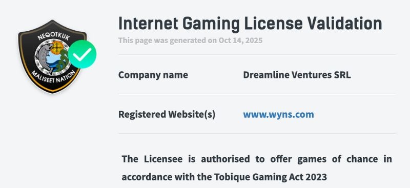 licence wyns casino