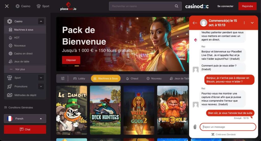 service client placebet