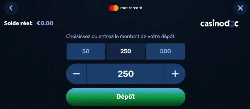 déposer millioner casino
