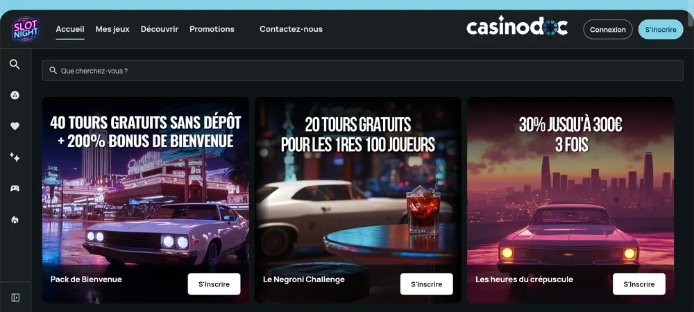 inscription étape 1 slot night casino