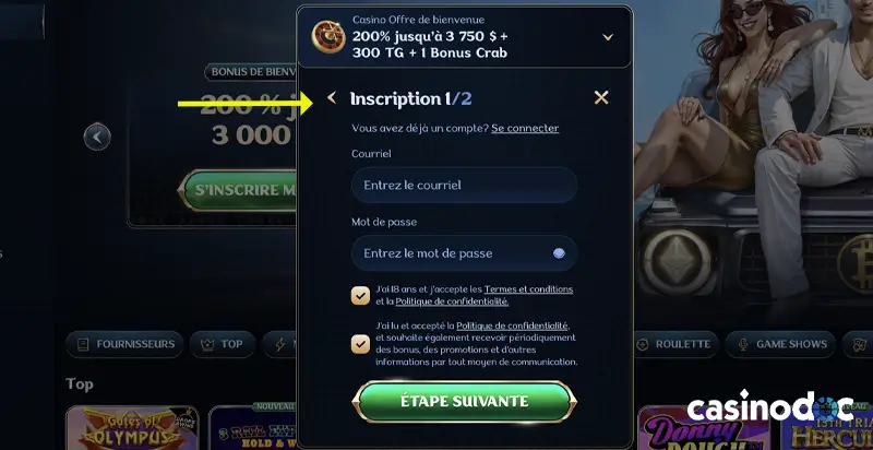 inscription étape 3 millioner casino