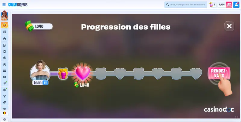 jouer sur only spins casino