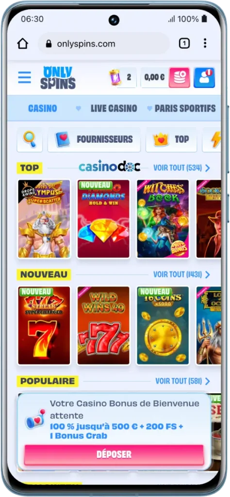 version mobile only spins casino