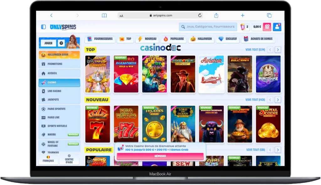 version ordinateur only spins casino
