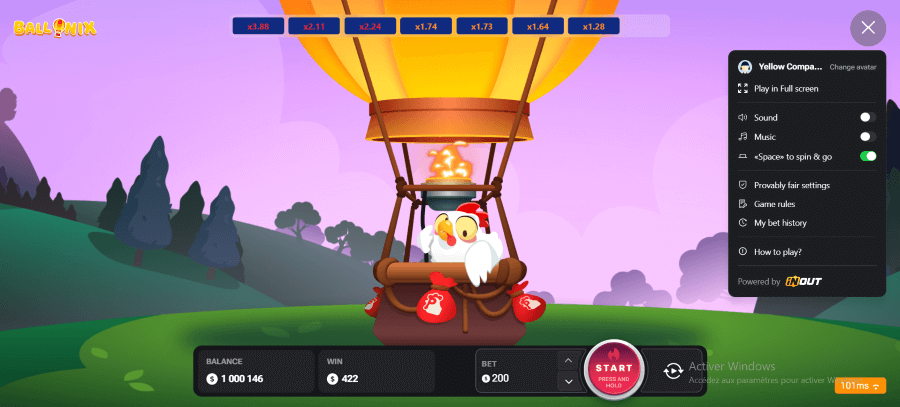 fonctionnalités de ballonix casino