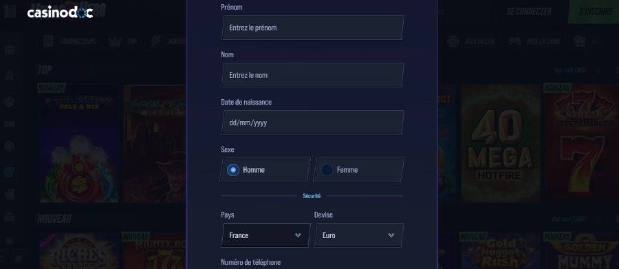 Inscription Vegas Hero étape4